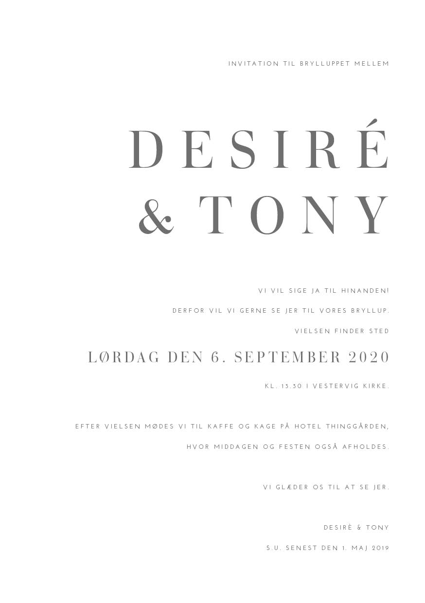 Invitationer - Desiré & Tony